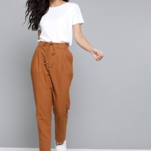 Mast & Harbour Women Cotton Trousers & Belt