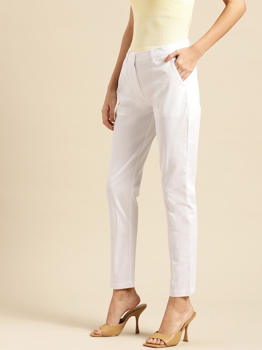 ether Women Straight Fit Solid Sustainable Formal Trousers