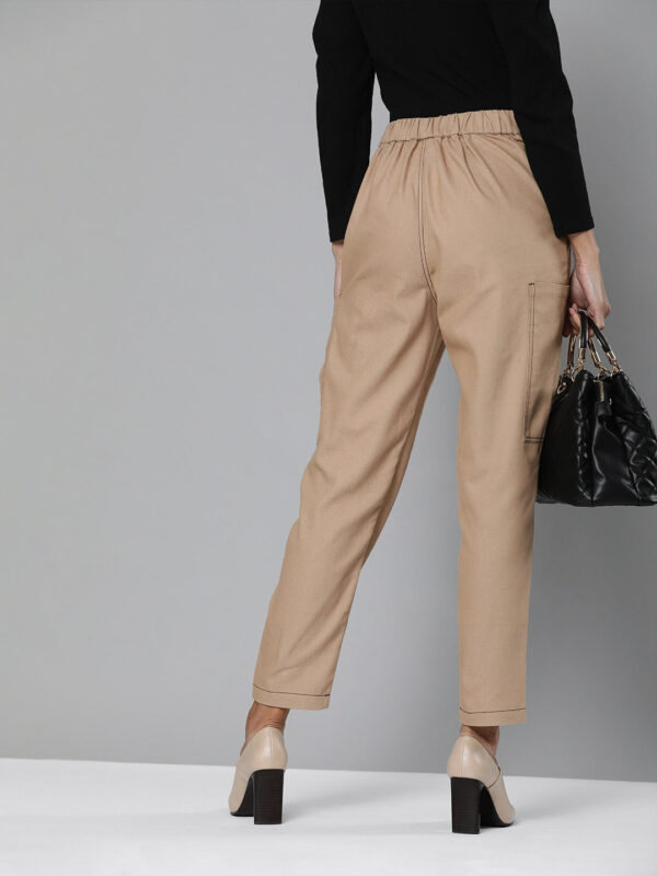 SASSAFRAS Contrast Stitch Zipper Fly Pants