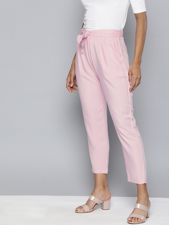 HERE&NOW Women Regular Fit Solid Peg Trousers