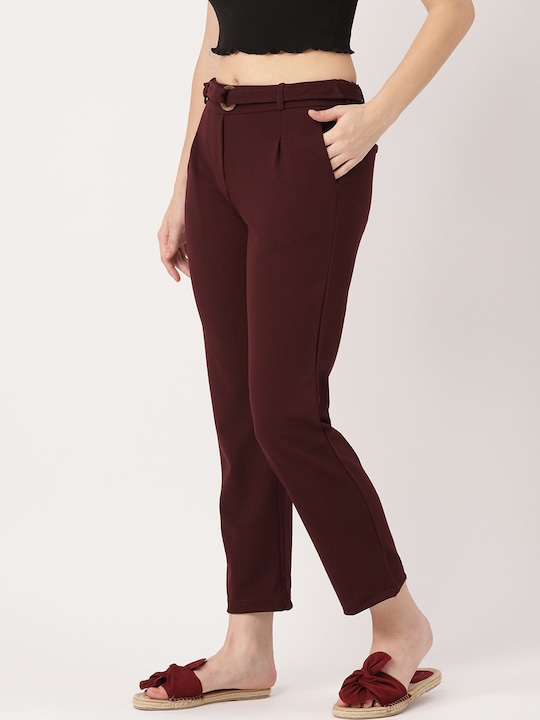 DressBerry Women Regular Fit Solid Cropped Trousers