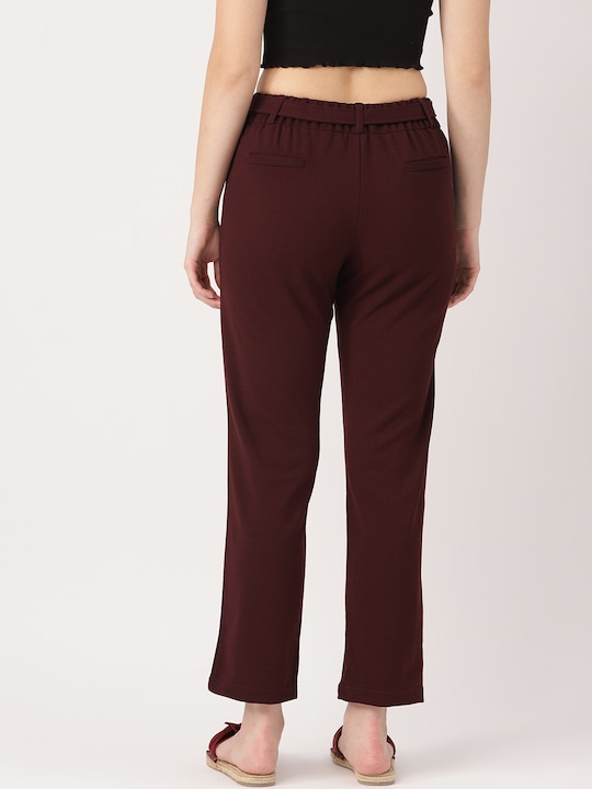 DressBerry Women Regular Fit Solid Cropped Trousers