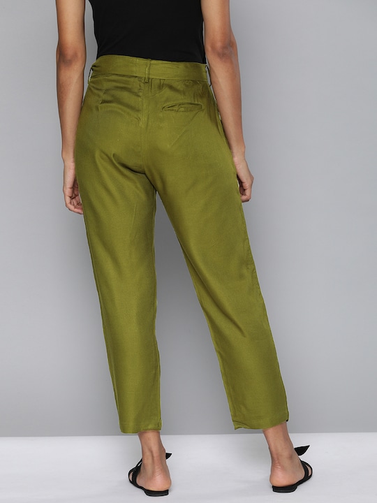 HERE&NOW Women Regular Fit Solid Cropped Parallel Trousers