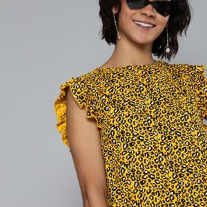 HERE&NOW Women Animal Printed Styled Back Top