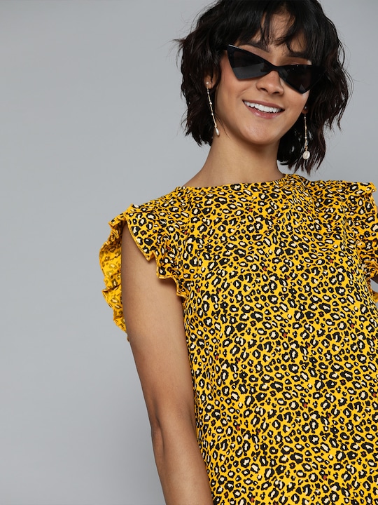 HERE&NOW Women Animal Printed Styled Back Top