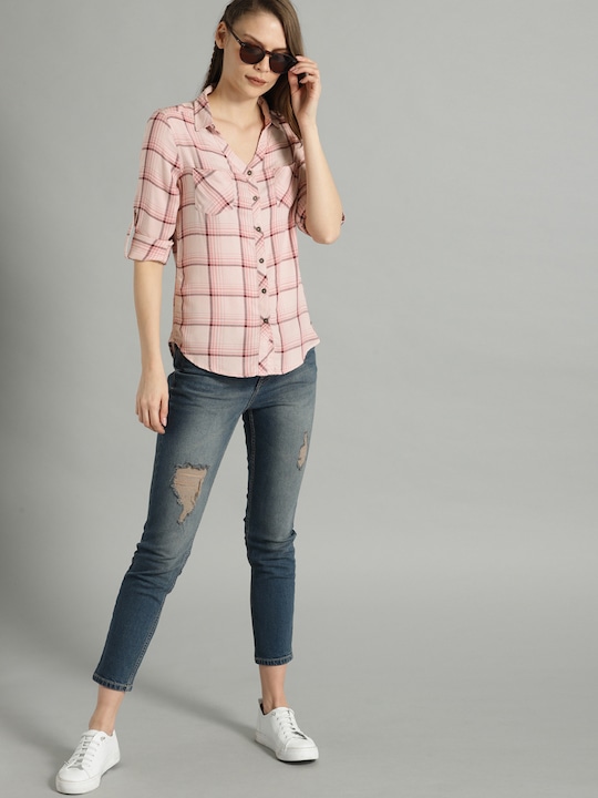 Roadster Women Checked Casual Shirt