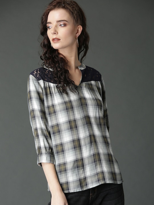 Roadster Women Check Top