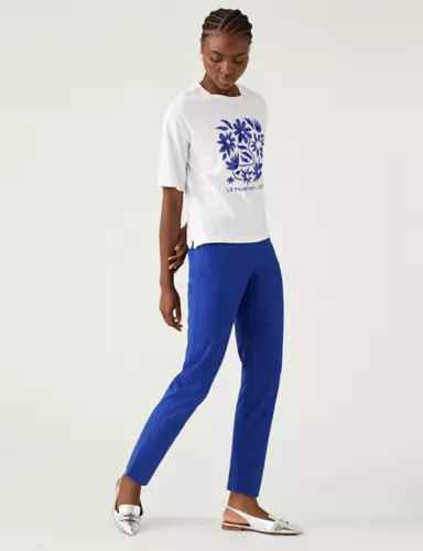 M&S COLLECTION  Cotton Rich Tapered Trousers