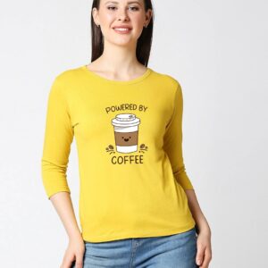 Bewakoof Powered By Coffee 3/4 Sleeves T-Shirt