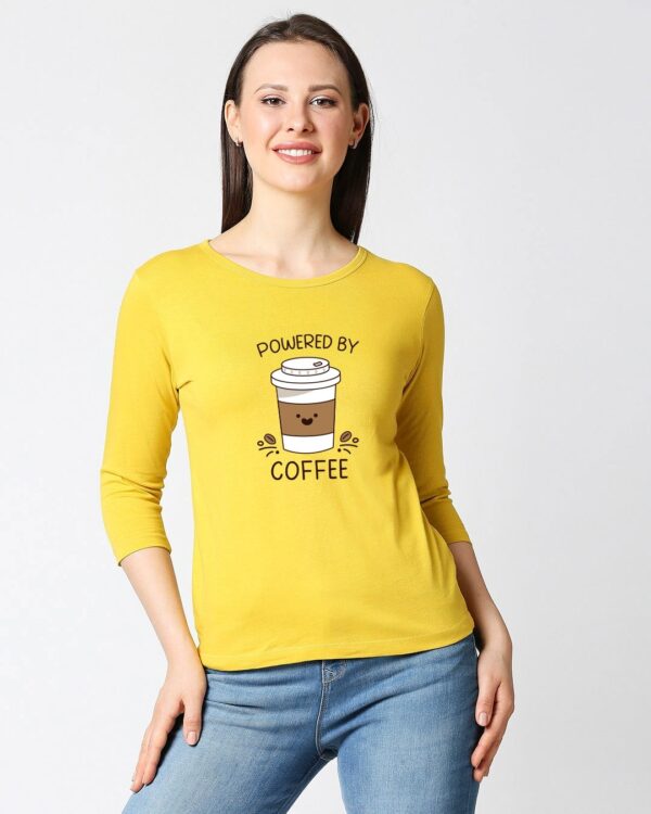 Bewakoof Powered By Coffee 3/4 Sleeves T-Shirt