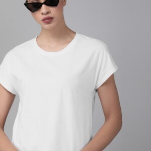 Roadster Women Solid Round Neck Pure Cotton T-shirt