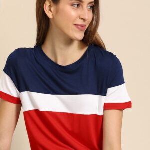 DressBerry Women Colourblocked Round Neck T-shirt