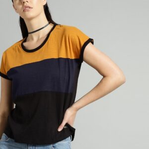 Roadster Women Colourblocked Round Neck T-shirt