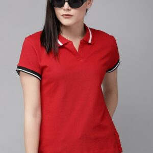 Roadster Women Solid Polo Collar T-shirt