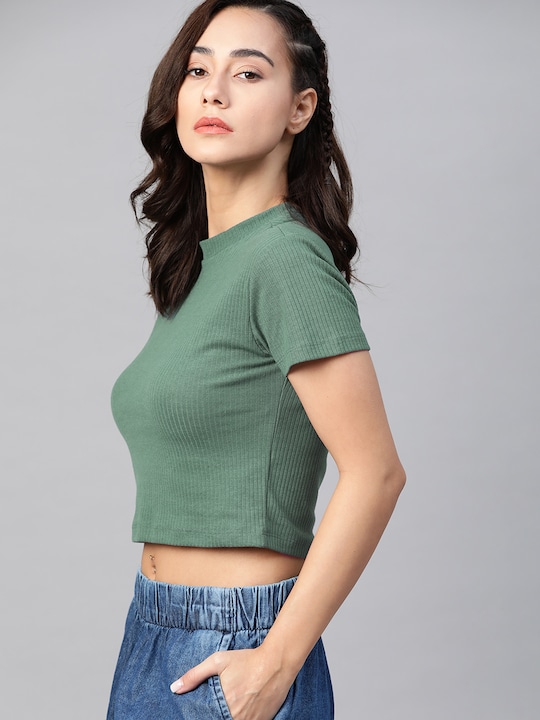 Roadster Ribbed Fitted Crop Top