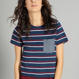 Roadster Women Striped Round Neck T-shirt