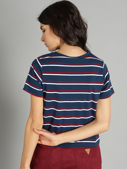 Roadster Women Striped Round Neck T-shirt