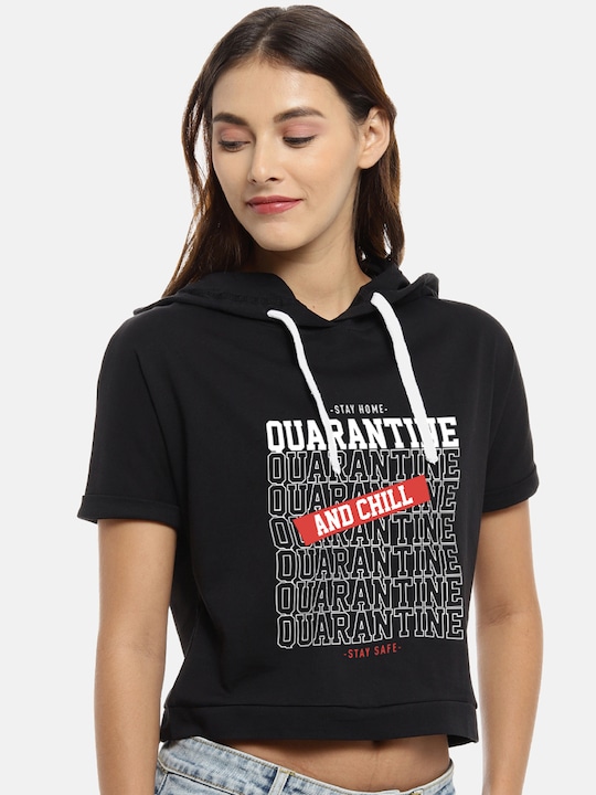 Campus Sutra Women Printed Hooded Top