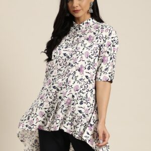 Sangria Women Ethnic Print High-Low Shirt Style Top