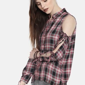 Roadster Women Checked Shirt Style Top