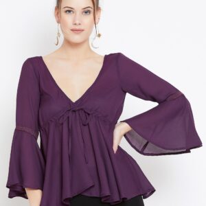 U&F Casual Bell Sleeves Solid Women Top