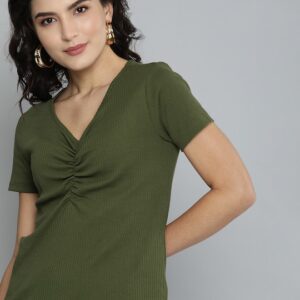 HERE&NOW Gathering Detailed Ribbed Regular Top