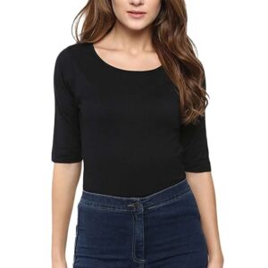 Miss Chase Women"s Cotton Round Neck Bodysuit Top