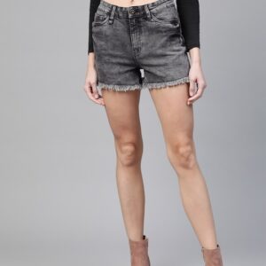 Roadster Women Acid Wash Regular Fit Denim Shorts