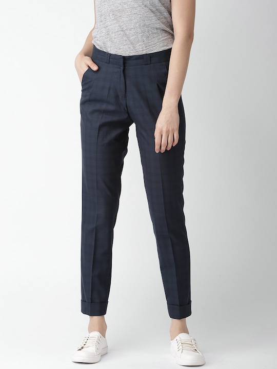 Mast & Harbour Women Checked Formal Trousers