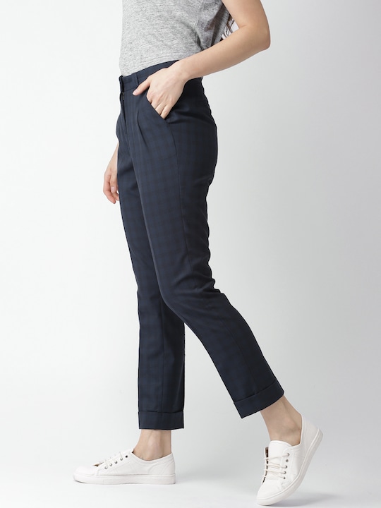 Mast & Harbour Women Checked Formal Trousers