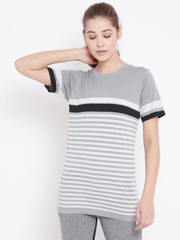 C9 Women Striped Round Neck T-Shirt