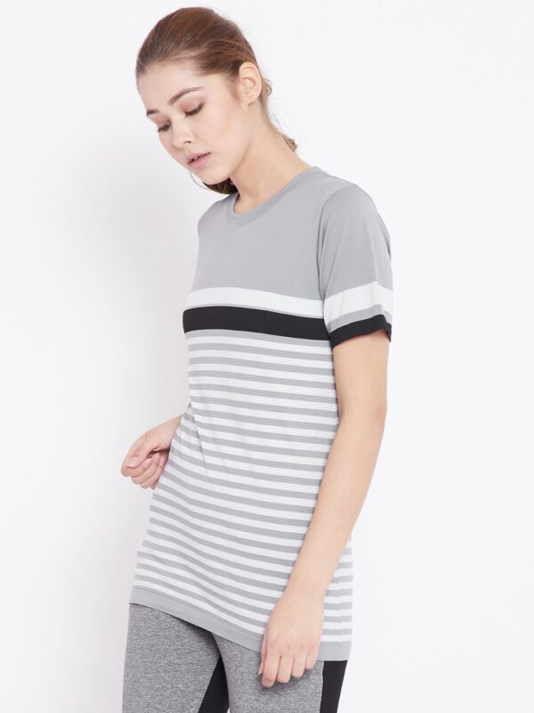 C9 Women Striped Round Neck T-Shirt