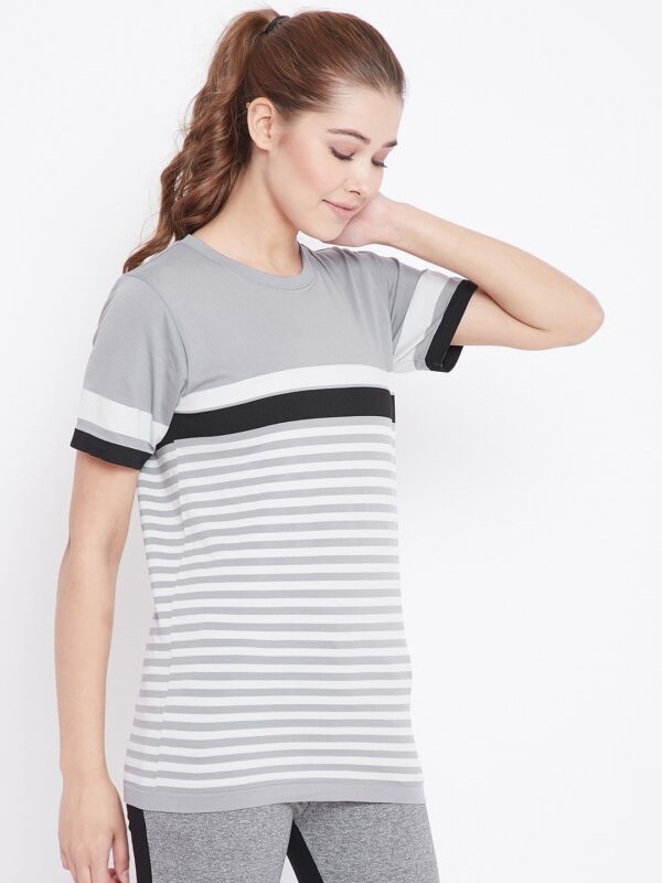 C9 Women Striped Round Neck T-Shirt