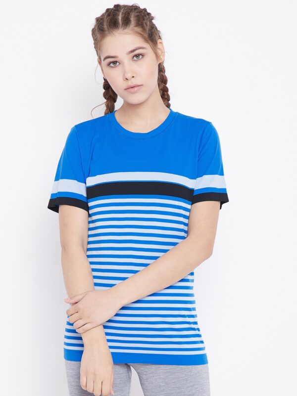 C9 Women Striped Round Neck T-Shirt