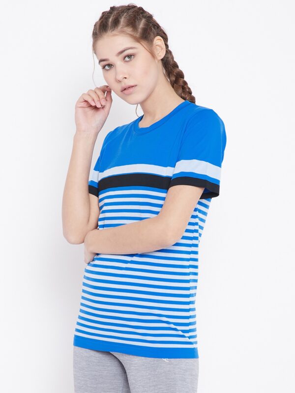 C9 Women Striped Round Neck T-Shirt