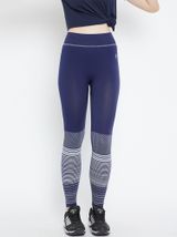 C9 Airwear Women"s Solid Blue Ankle Length Legging With Bottom Pattern