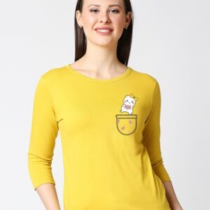 Bewakoof Cute Heart Pocket 3/4 Sleeves T-Shirt