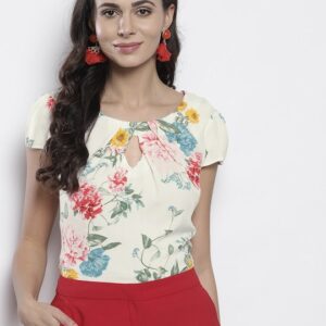 DOROTHY PERKINS Women White Floral Print Top