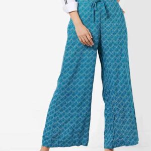 RANGRITI Mid-Rise Printed Palazzos with Drawstring Waist