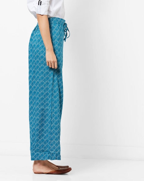 RANGRITI Mid-Rise Printed Palazzos with Drawstring Waist