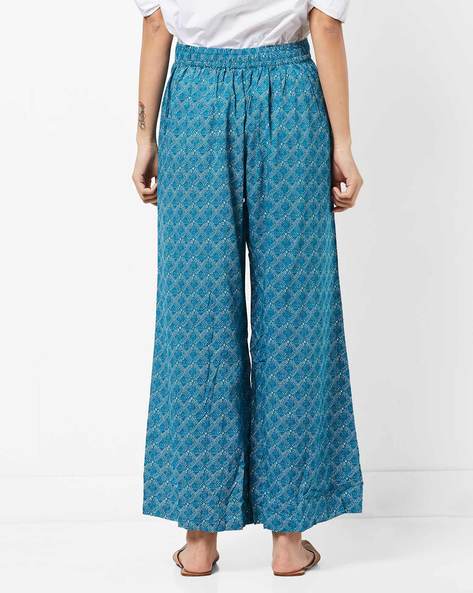 RANGRITI Mid-Rise Printed Palazzos with Drawstring Waist