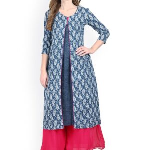 La Firangi Women Blue Printed A-Line Kurta