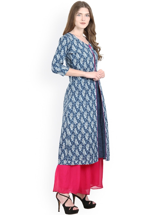 La Firangi Women Blue Printed A-Line Kurta