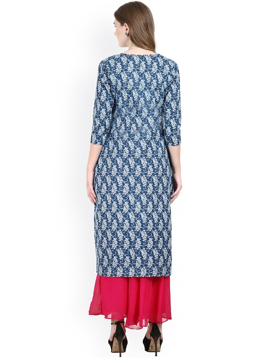 La Firangi Women Blue Printed A-Line Kurta