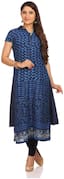 BIBA Women Blue Solid Straight Kurta