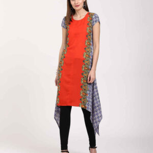 Imara Women Printed Poly Crepe Asymmetric Kurta