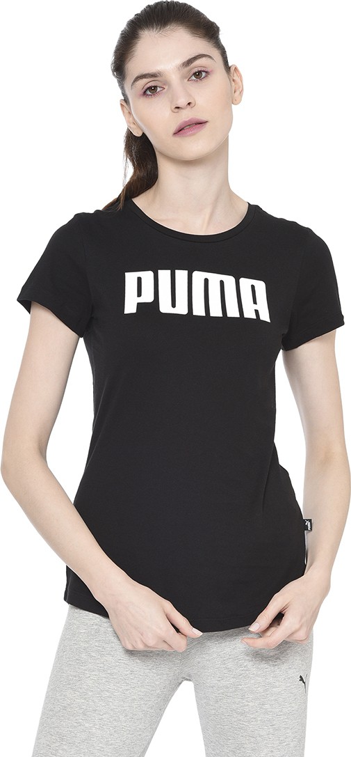 PUMA Women Typography Round Neck Cotton Blend T-Shirt