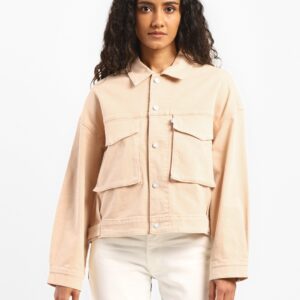 Levi"s Peach Loose Denim Jacket Women Solid Denim Jacket