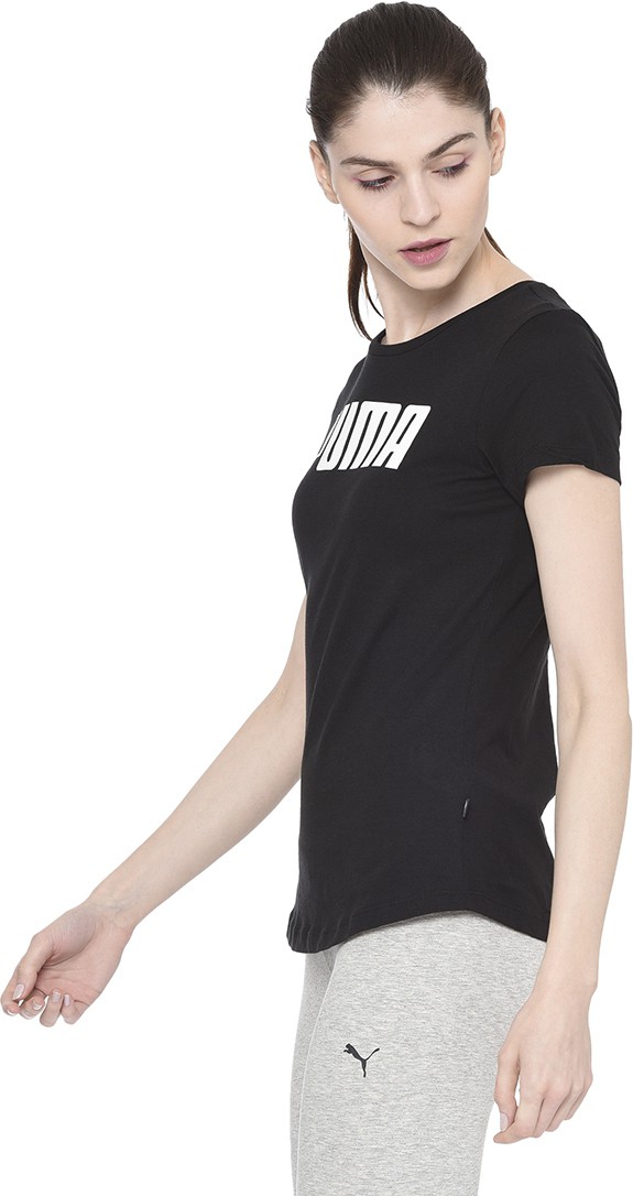 PUMA ESS Tee Women Typography Round Neck Cotton Blend T-Shirt