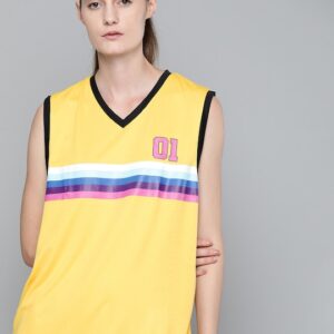 HRX Women Striped Anti-Static Rapid-Dry Basketball T-shirt